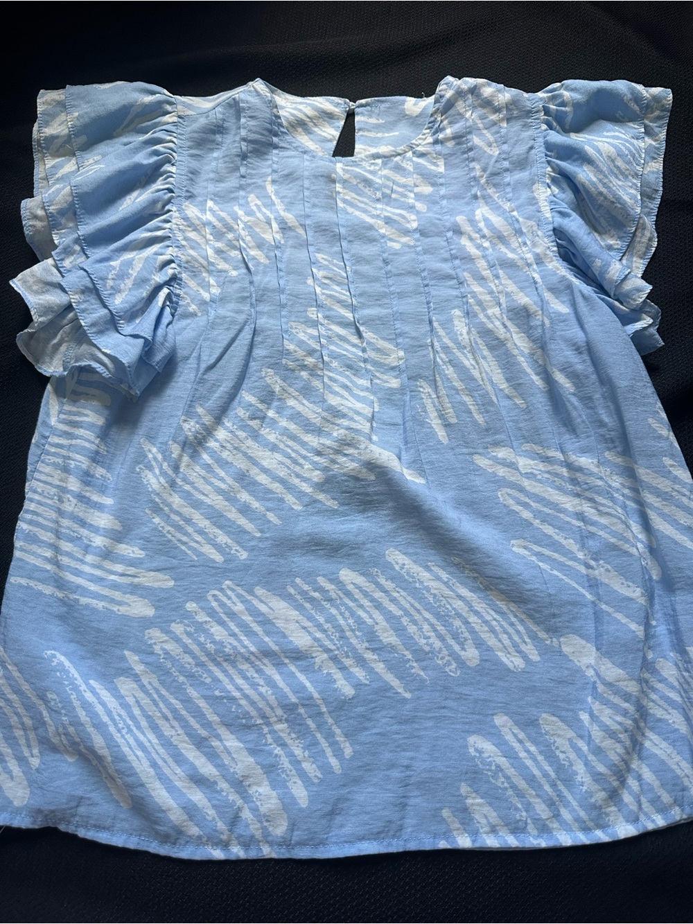 THML Blue Ruffle Sleeve Blouse